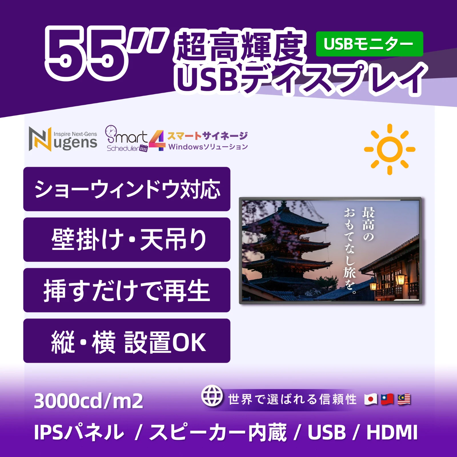 55インチ 超高輝度ディスプレイ